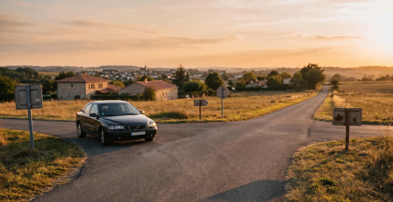 Automobiliste français réfléchissant à un carrefour symbolique entre racheter, restituer ou renégocier sa voiture en fin de LOA